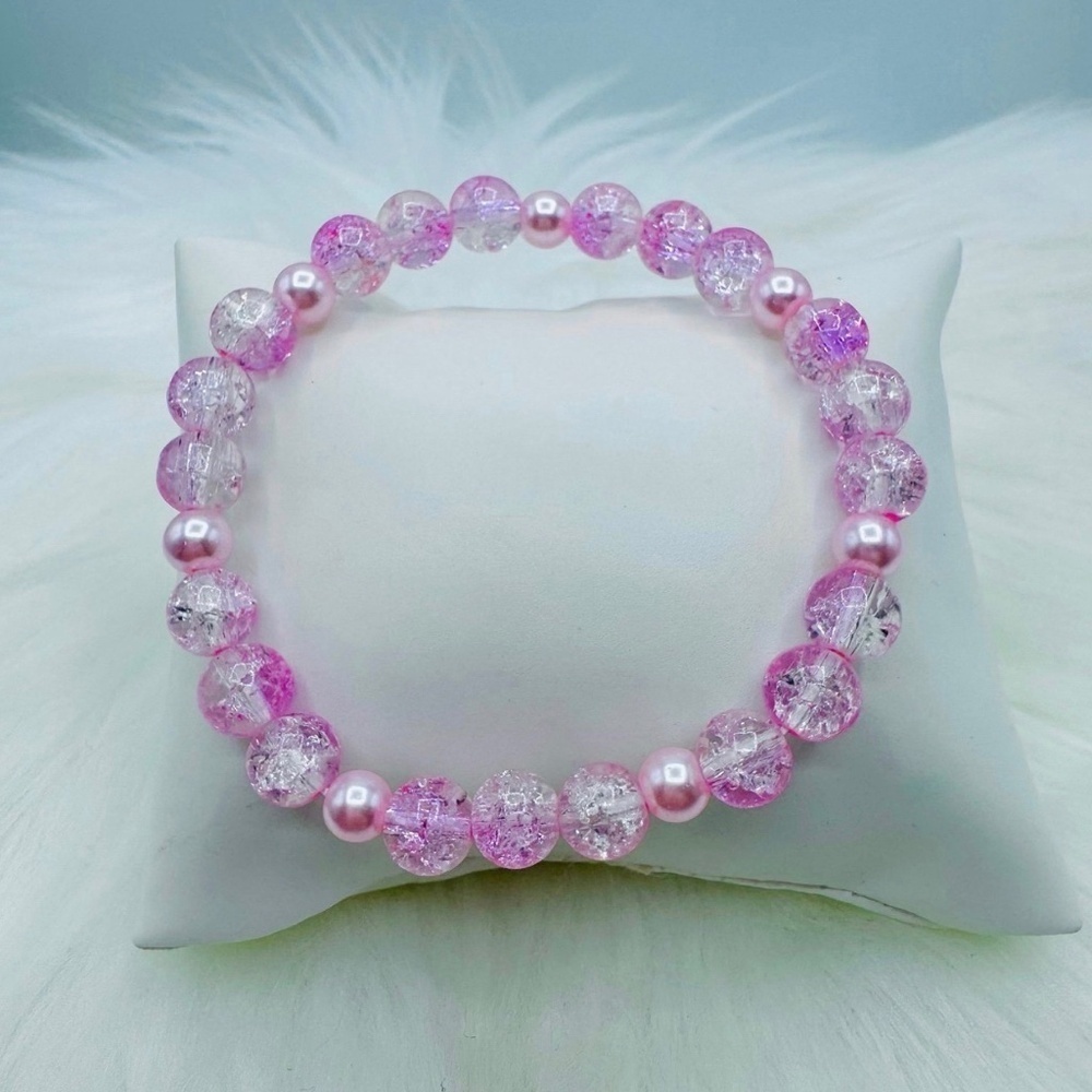 Gradient Glass Beaded Bracelet Style A Pink